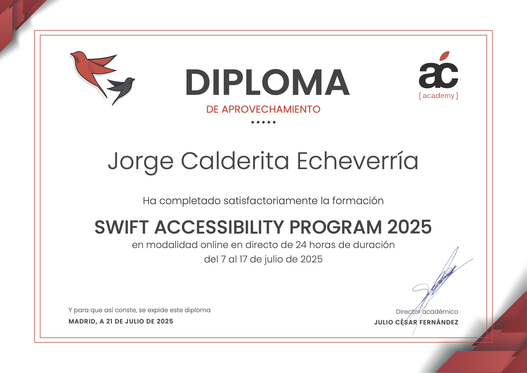 Certificate of completion, 24 hours.